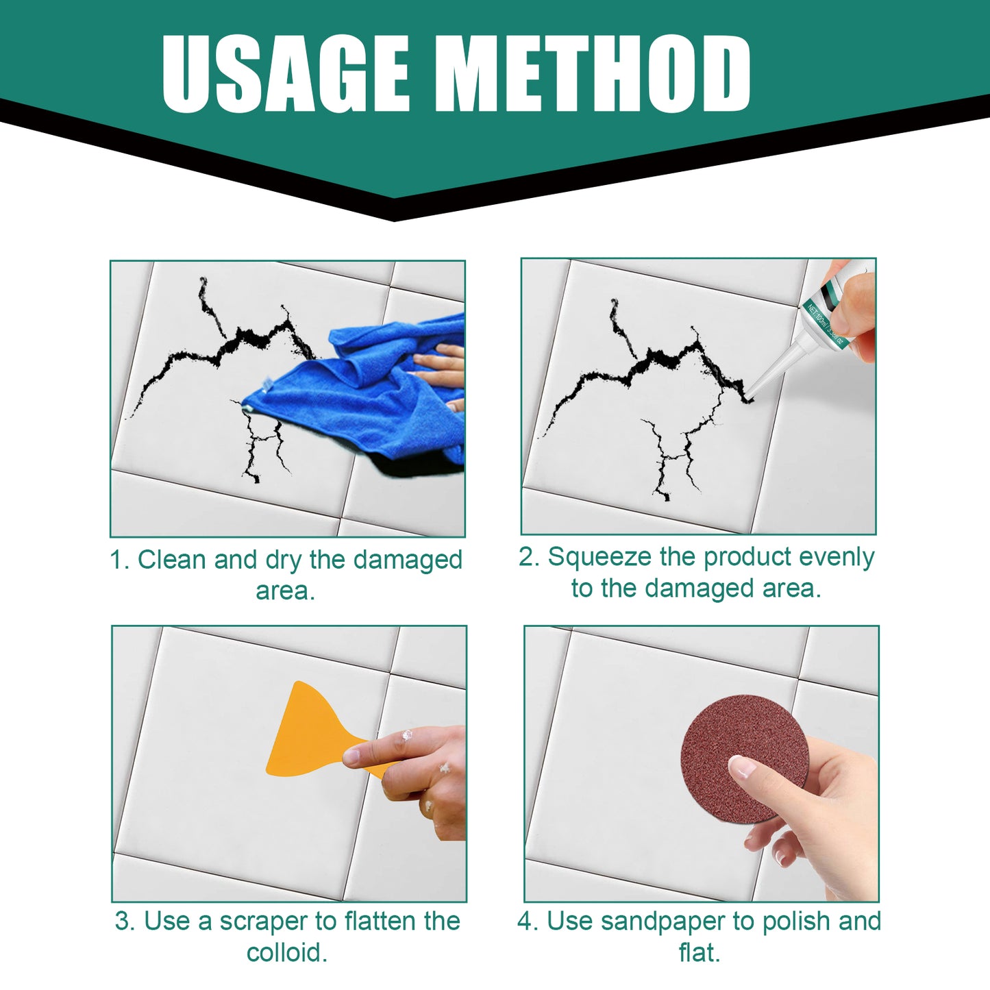 Tile Repair Paste Crack Repair Tile Quick Drying Adhesive Marble Bathtub Furniture Toilet