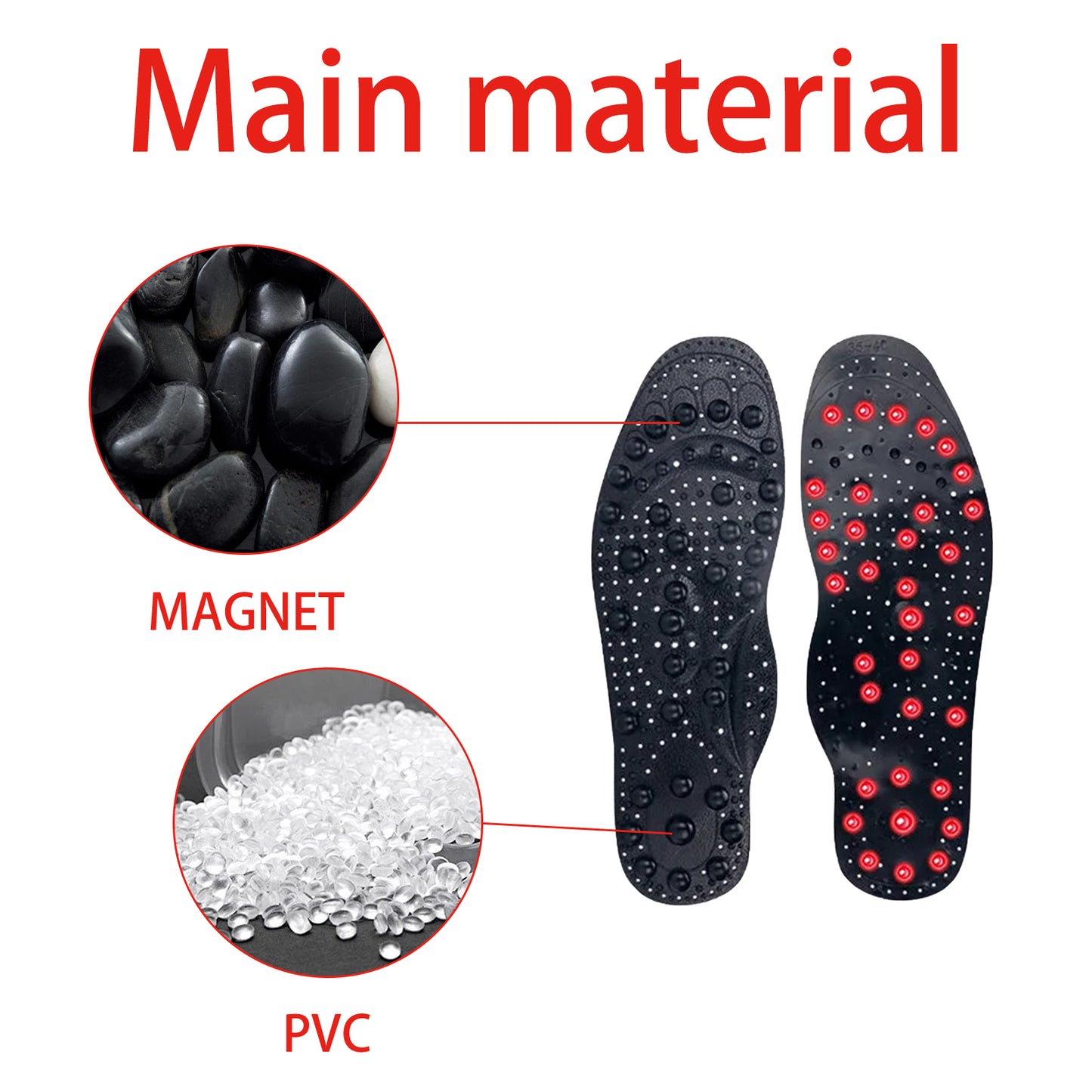 Far Infrared Tourmaline Acupressure Insoles, Vein Repair Body Care Slimming Body Anti-Slip Wear Arch Support Insoles