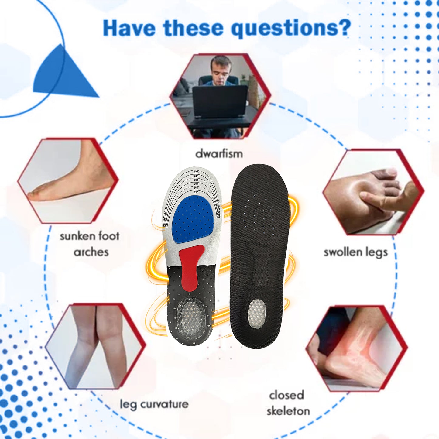 Soft & Healthy Height-Boosting Insoles, Promote Non-Slip And Wear Resistant Arch Support Foot Posture Correction Body Care Breathable Insoles