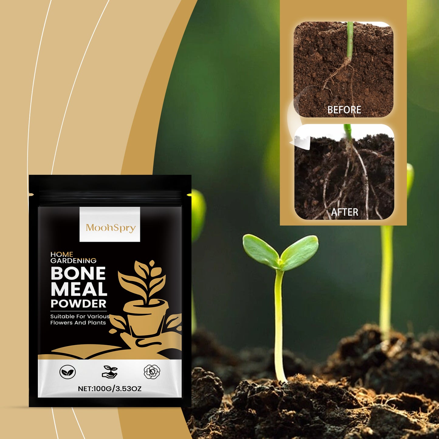 Moonspry Plant Root Powder, Garden Flower Plant Root Supplement Nutrition To Improve Soil Plant Nutrition Powder
