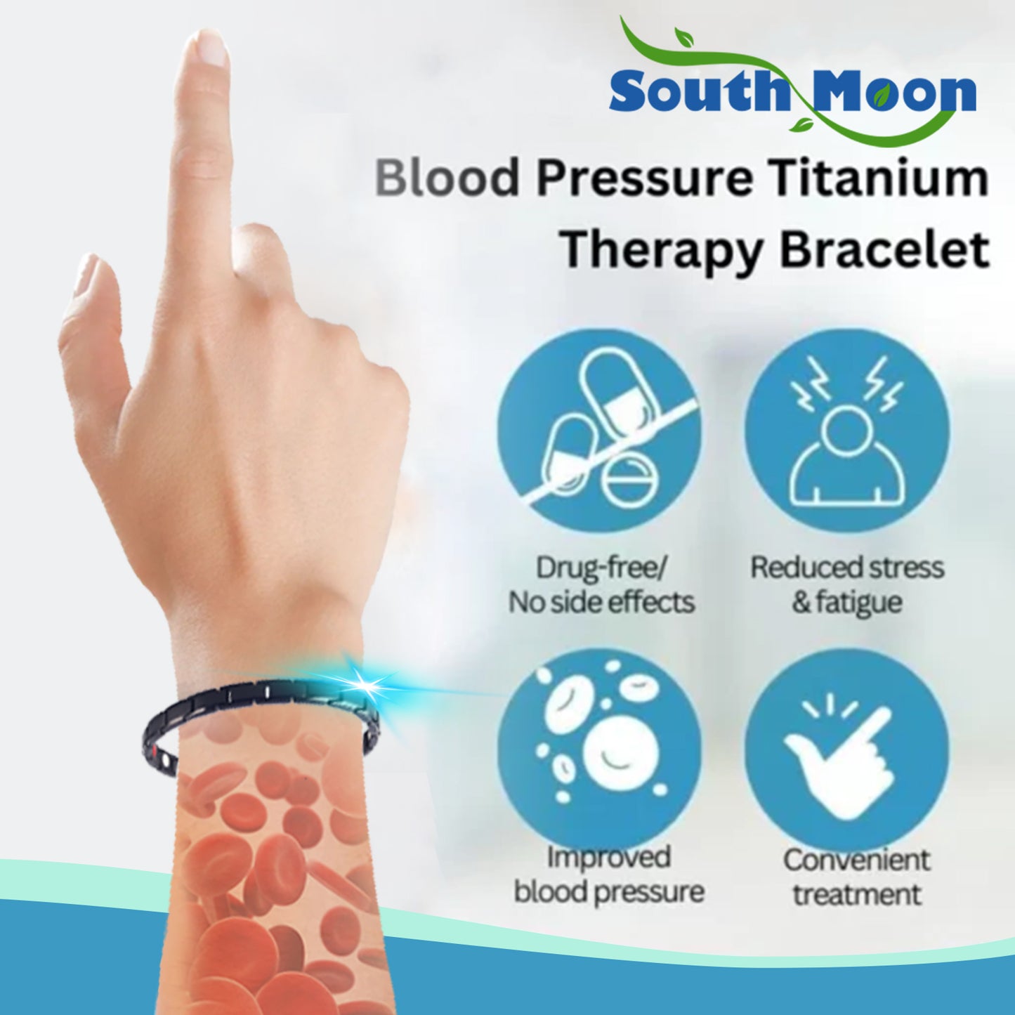 Blood Pressure Titanium Therapy Bracelet, Lightheadedness Relief Body Discomfort Capsule Body Care Bracelet