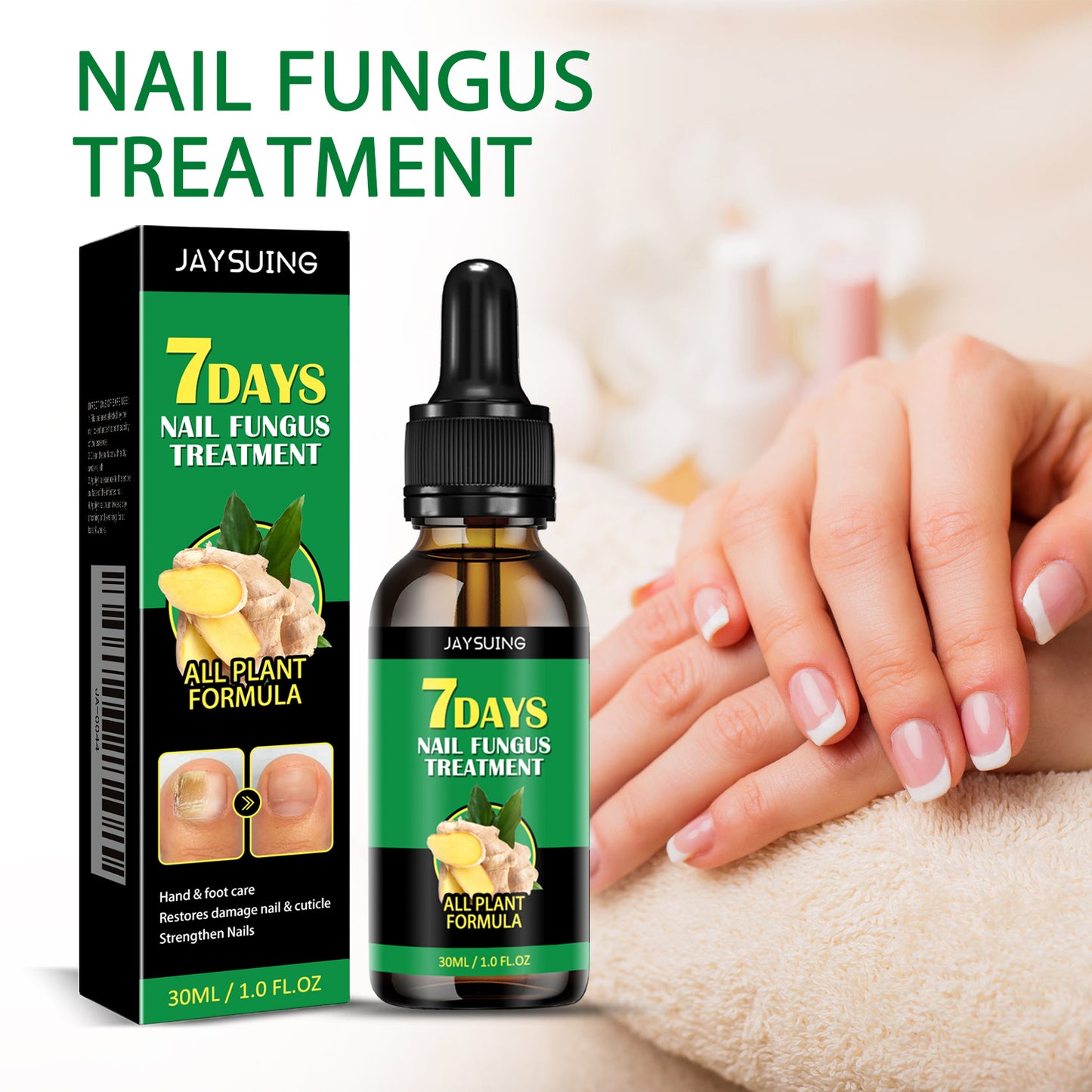Ginger Nail Care Solution, Repair Hand, Foot And Nail Care Soft Nail Shine Moisturizer Gray Nails