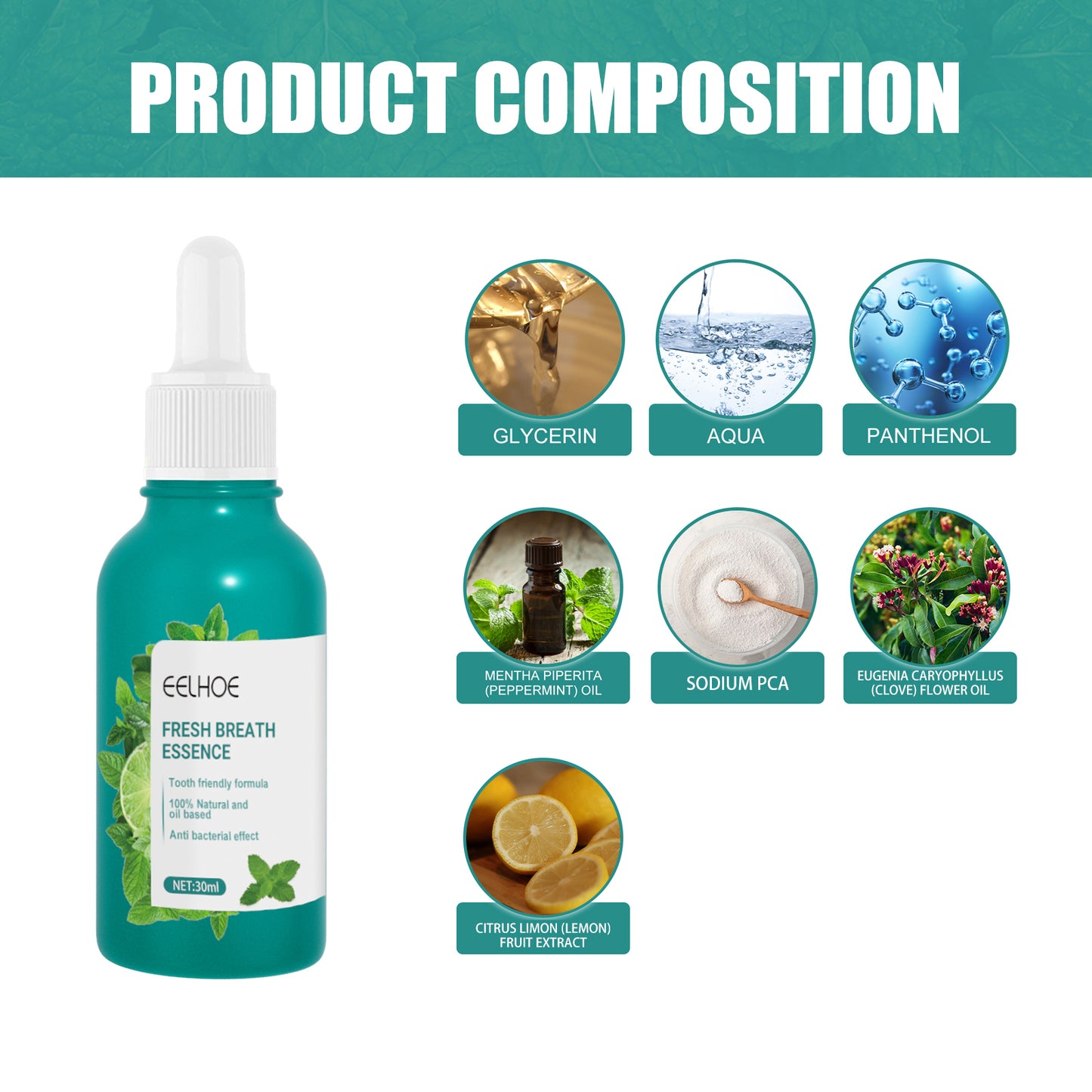 Fresh Breath Essence, Cleans Bad Breath And Leaves Fresh Breath Mint Scent Essence