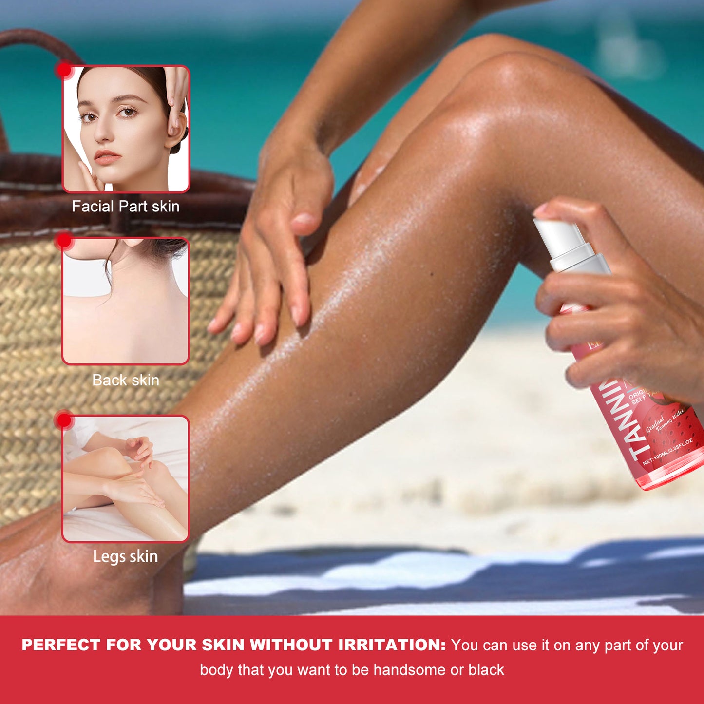 Tanning Mist, Sun Free Long-Lasting Self-Tanning Bronzed Wheat Skin Gentle Moisturizing Skin Care