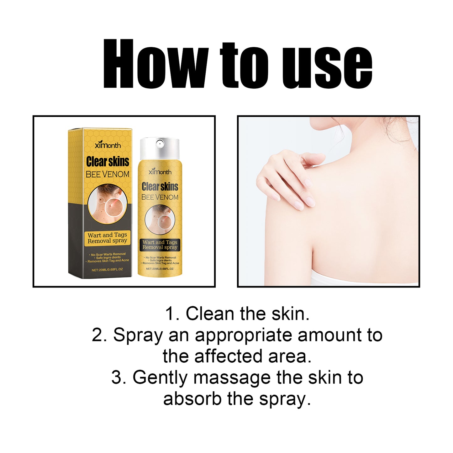 Wart And Tags Removal Spray, Cleanse And Fade Body Moles Smooth Skin Repair Spray