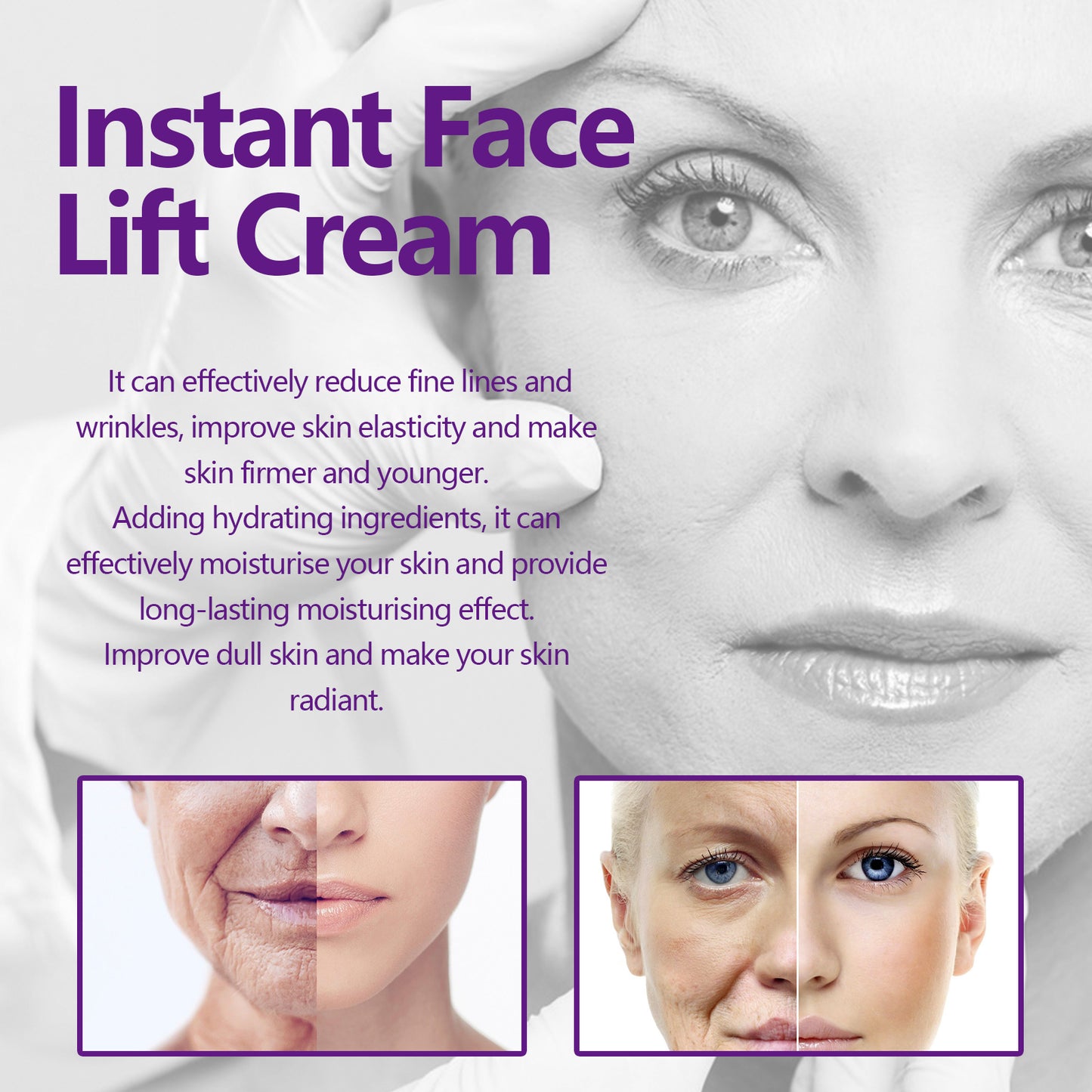 Instant Face Lift Cream, Reduce Fine Lines On The Face With Gentle Moisturizing Cream For Wrinkled Skin