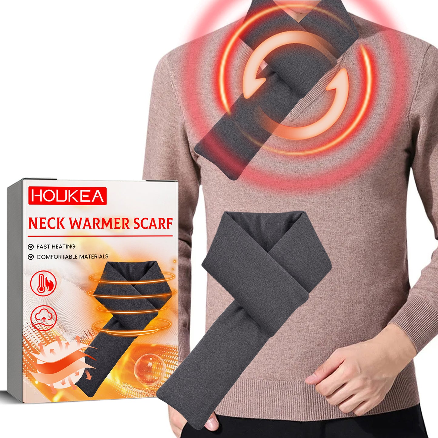 HouKea Heating Scarf, Winter Neck Protector Hot Compress Neck Cover Cold Anti-Freezing Warm Heat Scarf Warm Baby