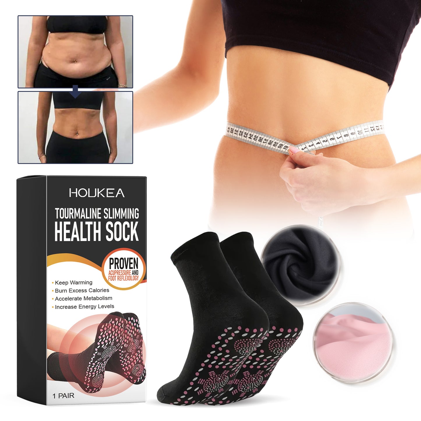 Health Socks, Ease Foot Fatigue Outdoor Sports Thermal Socks Soft Breathable Leg Socks