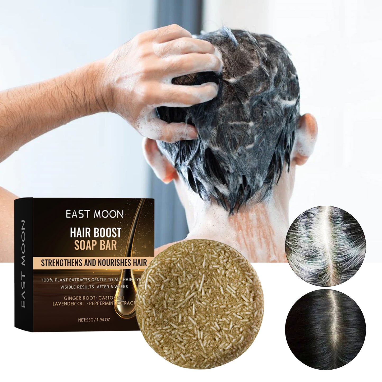 Root Activator Soap Bar, Hair Nourishing And Moisturizing Clean And Smooth Hair Roots Natural Black Thick Hair Care Shampoo Soap