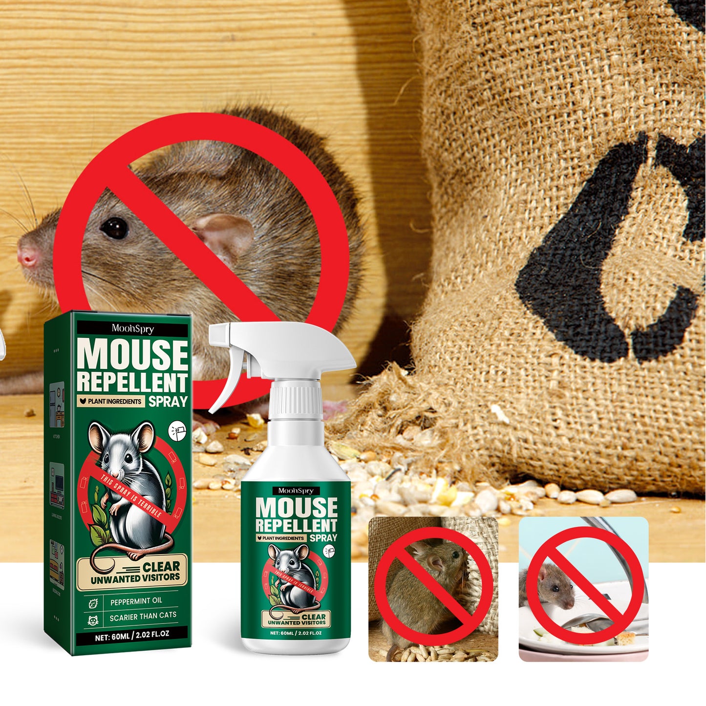 Mouse Repellent Spray, Household Gardening Rat-Repellent Rat-Repellent Solution Cockroach Repellent Mosquito Repellent Spray