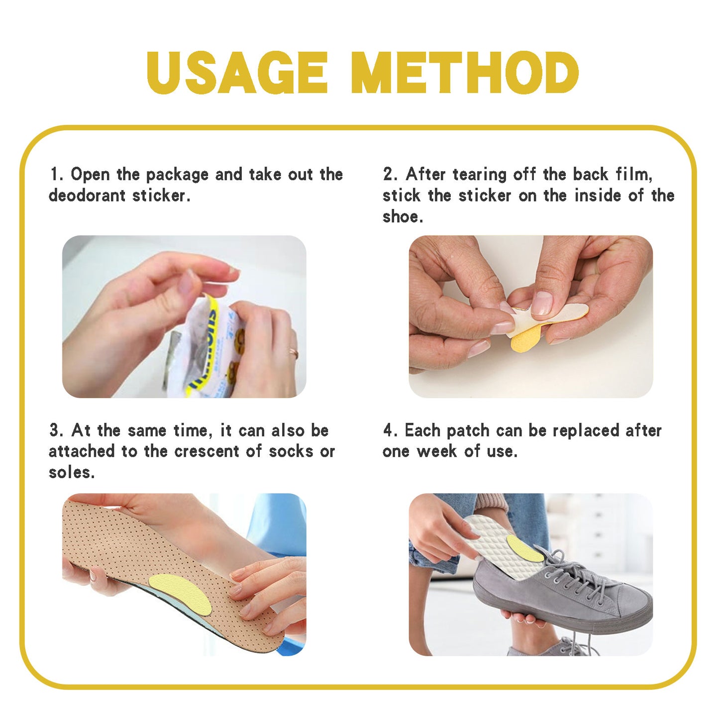 Stop Odor Shoe Deodorant Patch, Shoes Deodorant Fresh Clean Odor Absorbent Foot Sweat Insole
