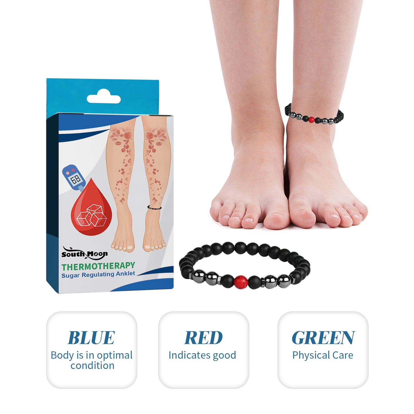 Nursing Foot Chain, Soothing Dizziness Body Discomfort Sugar Relief Health Care Anklet