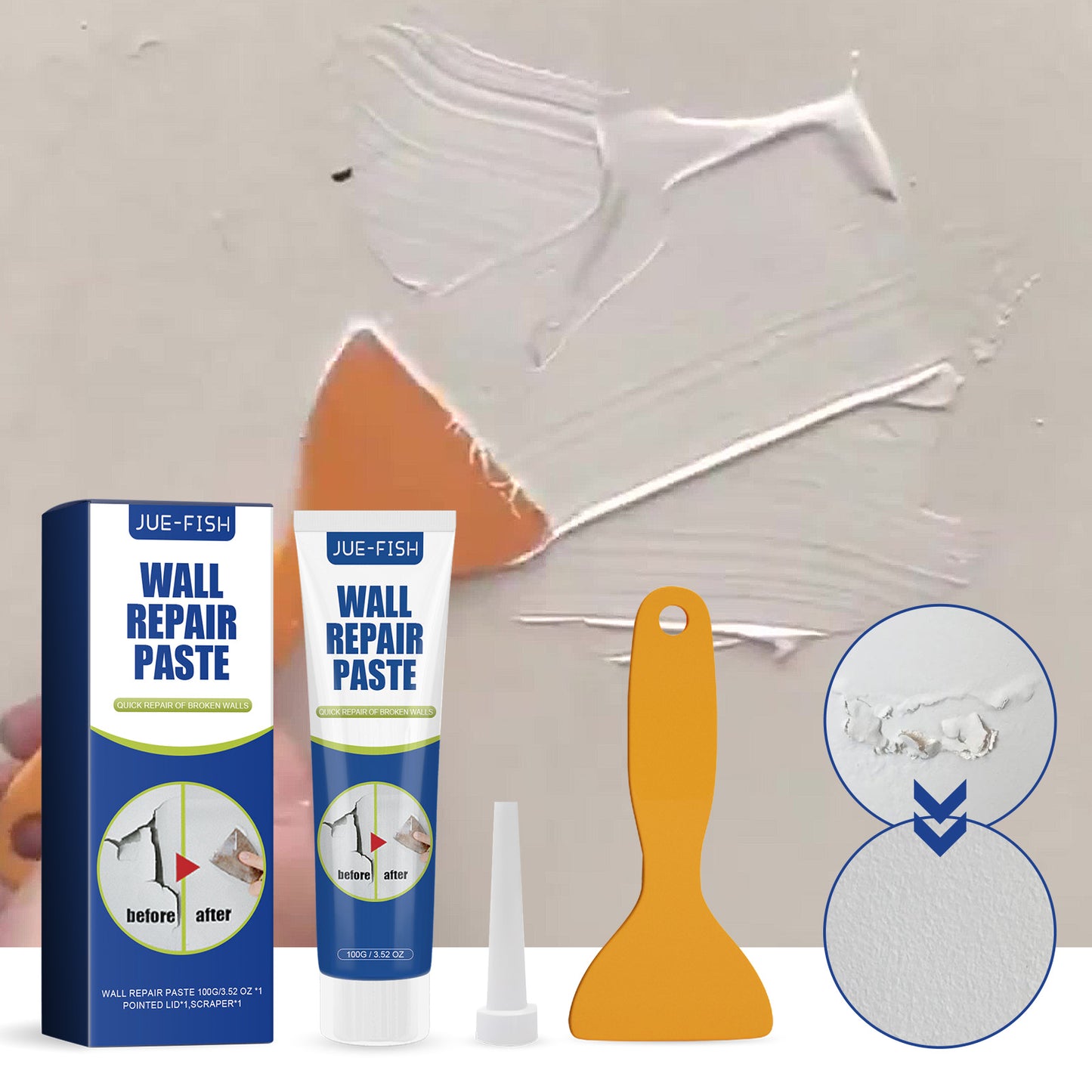 Wall Repair Paste, Home White Wall Crack Repair Plaster To Cover Mildew Stain Renovation
