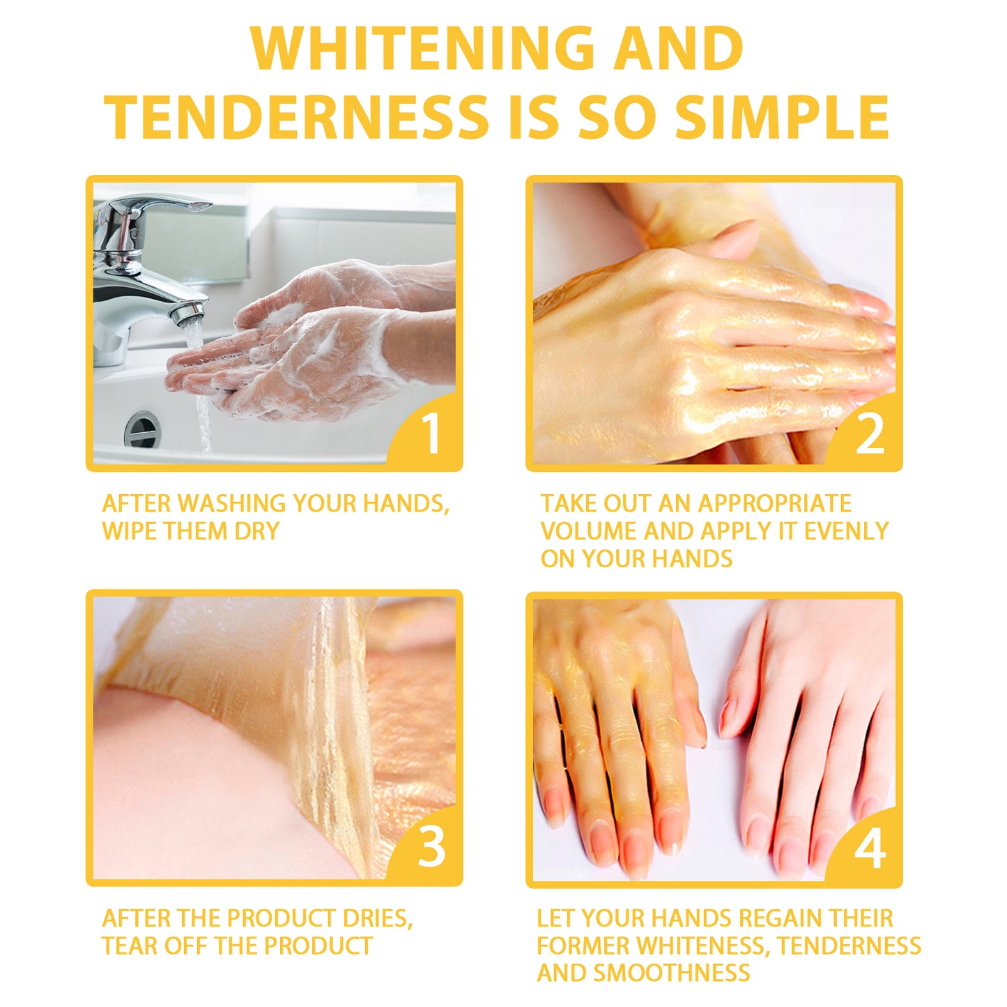 24k Gold Hand Mask, Moisturizing And Exfoliating Delicate Hands Care Honey Hand Mask