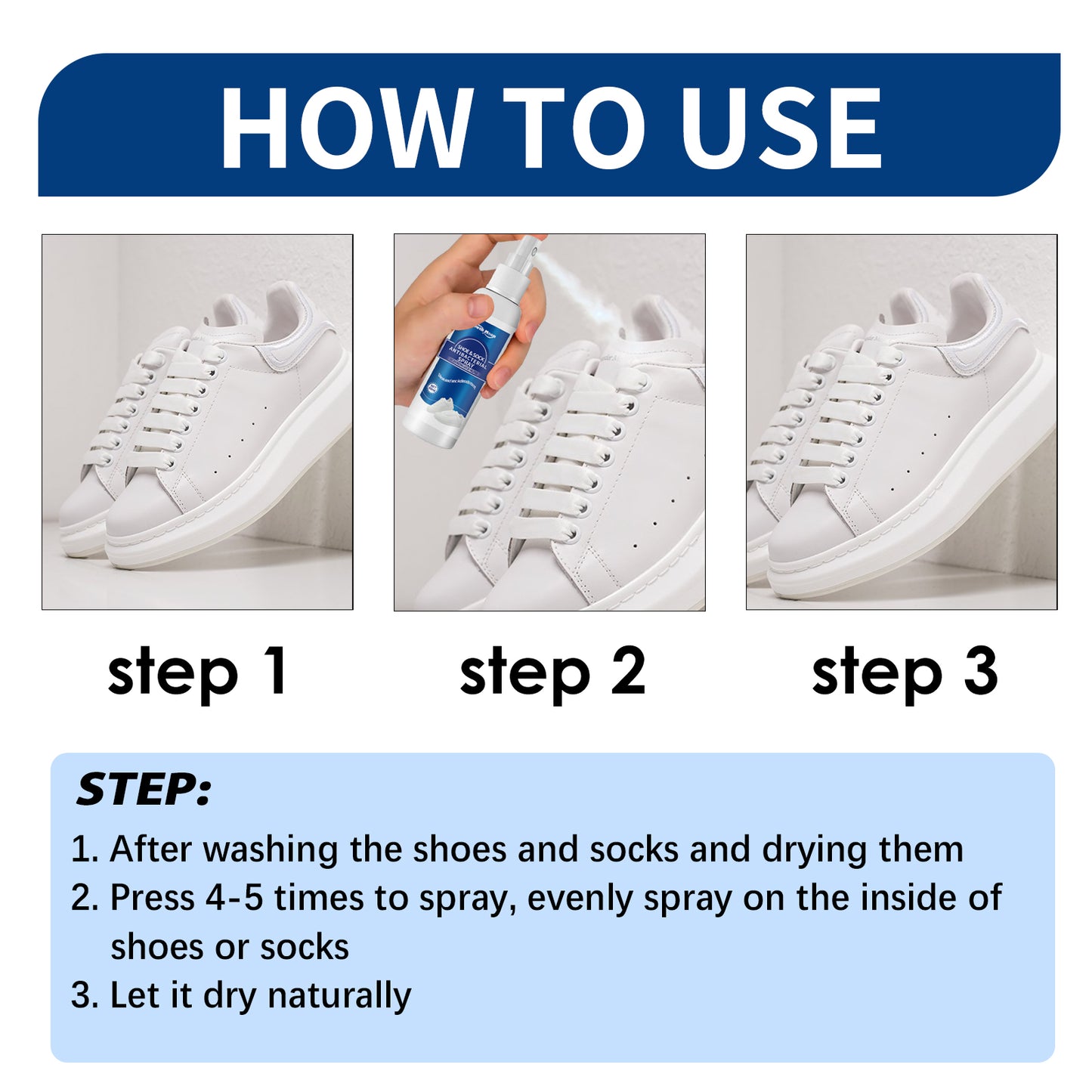 Shoe & Sock Antibacterial Spray, Shoes And Socks Clean Sweaty Feet To Odor Dry Shoe Cabinet Freshener