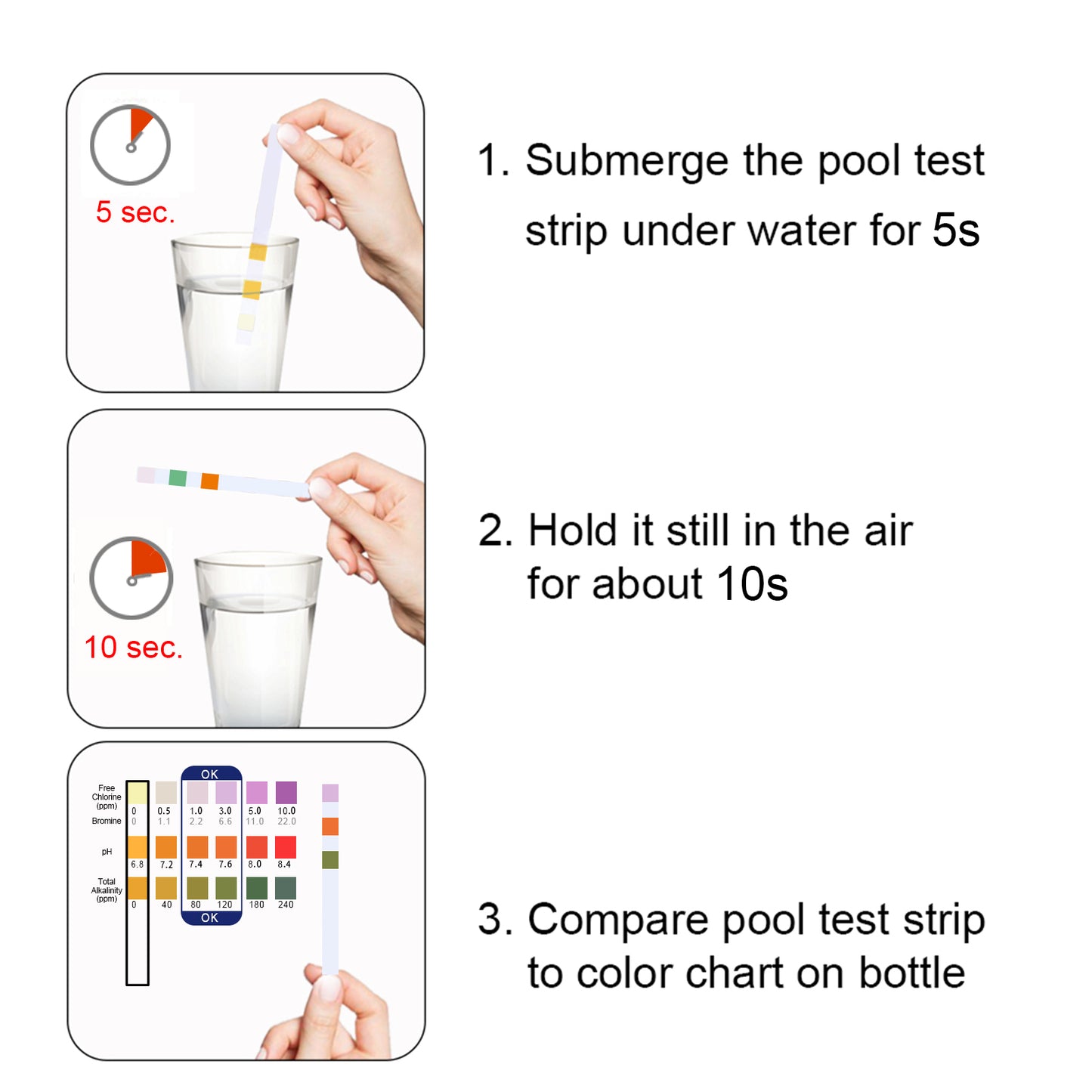 Test Strips, Swimming Pool Speed Residual Chloric Acid Base Number Total Alkalinity Total Hardness Water Quality Test Paper