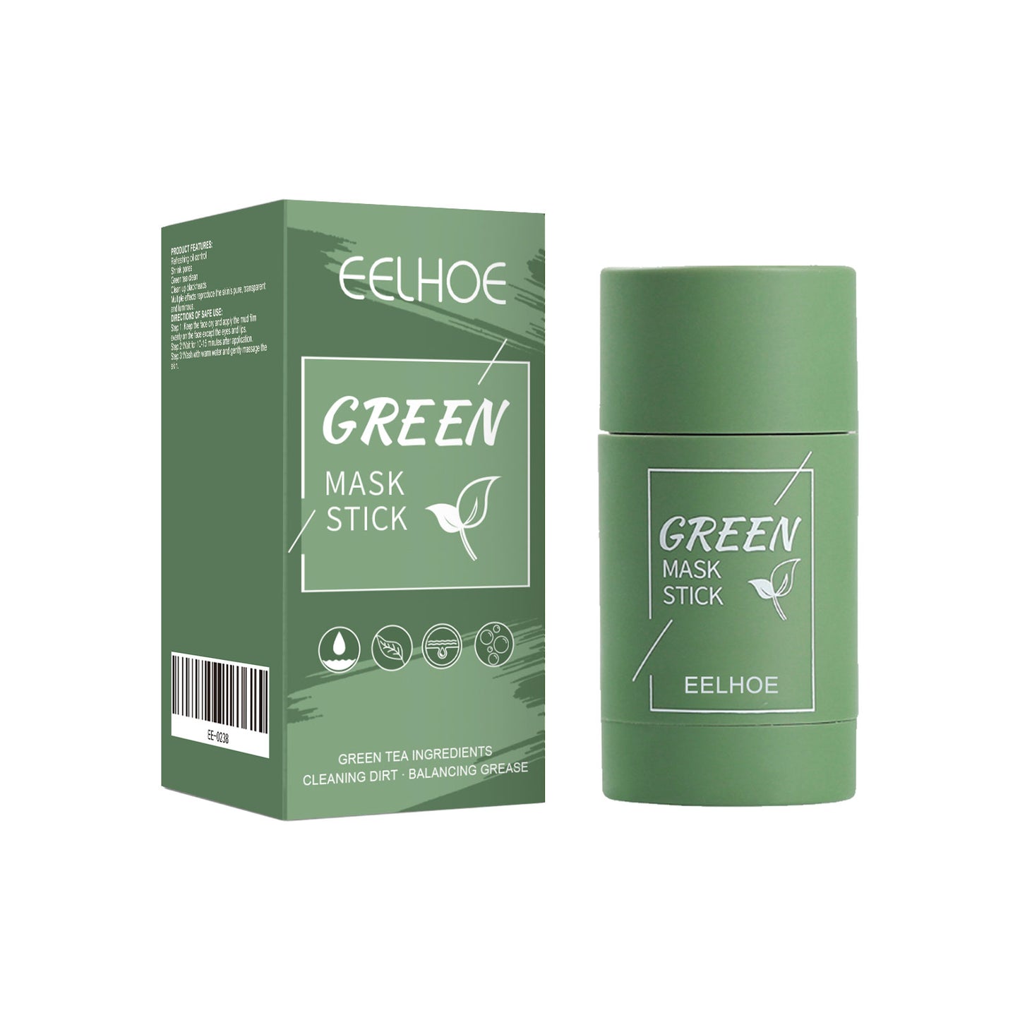 Green Tea Solid Mask, Deep Cleansing Hydrating Mask Stick Pore-Narrowing Paste Mask Stick