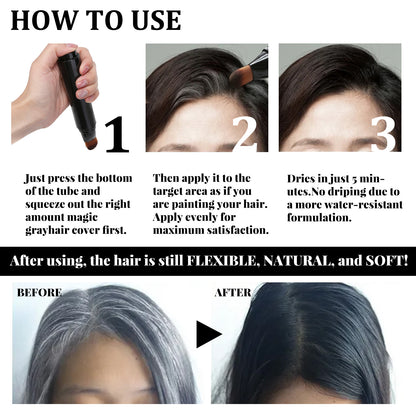 Disposable Plant Hair Stick, Hair Without Damage Repair Color Black Brown Quick White Hair Cover Stick