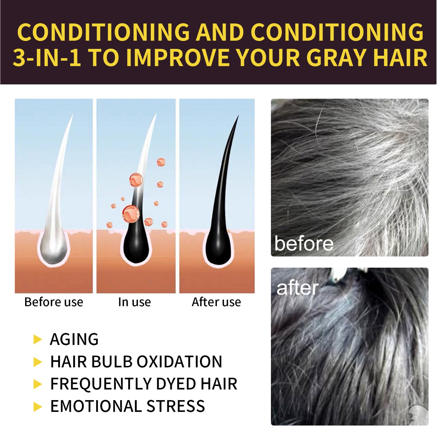 Black Hair Shampoo, Multiflorum Essence Moisturizing Nourishing Cleansing Repairing Black And Smooth Hair Shampoo