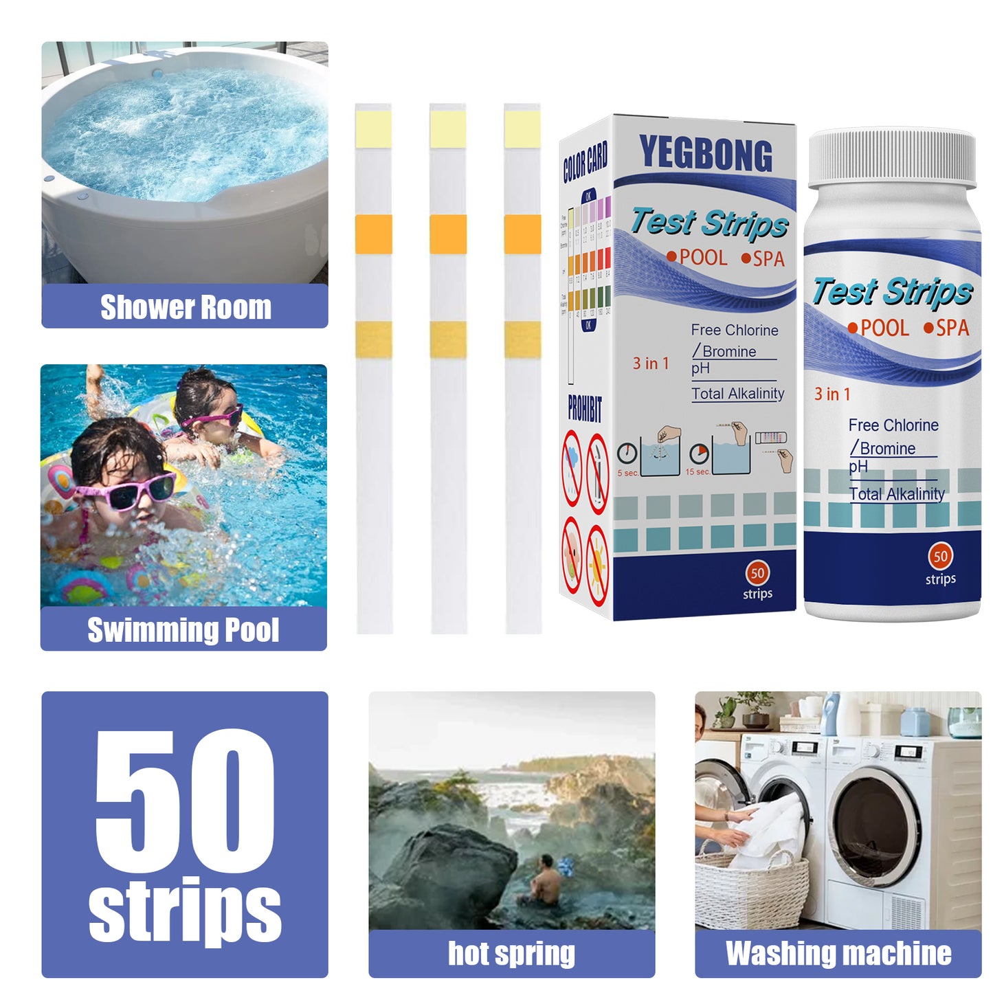 Test Strips, Swimming Pool Speed Residual Chloric Acid Base Number Total Alkalinity Total Hardness Water Quality Test Paper