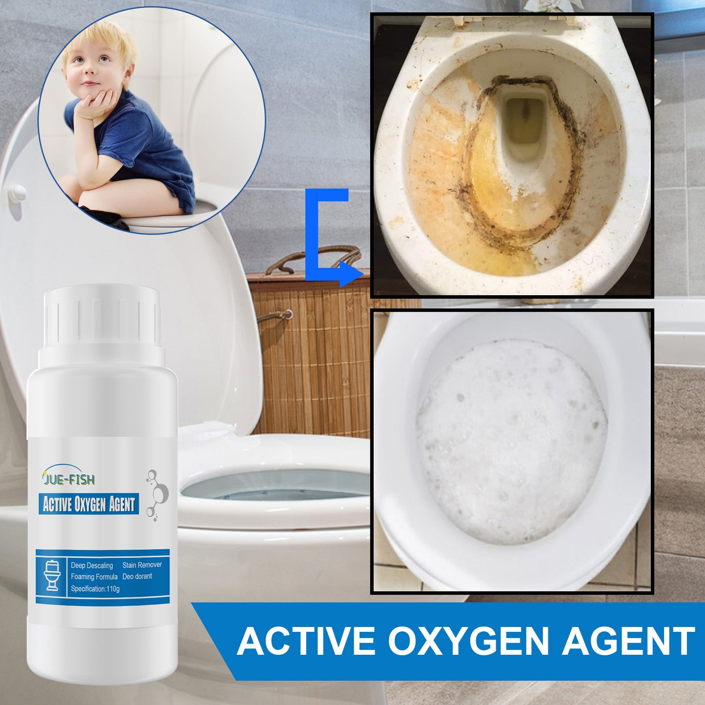 Toilet Reactive Oxygen, Toilet Decontamination Detergent Household Toilet Cleaner