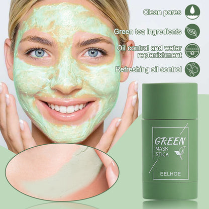 Green Tea Solid Mask, Deep Cleansing Hydrating Mask Stick Pore-Narrowing Paste Mask Stick