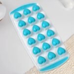 5352 Easy Push Premium POP-UP ice Tray, With Flexible Silicon Bottom and Lid, Heart Shape 18 Cube Trays