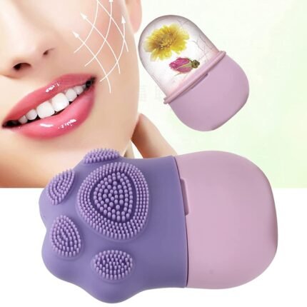 1226 Non Slip Silicone Face Ice Cubes Easy Grip New Unique Shape ice Roller Base Reusable for Beauty  ( 1 pc )