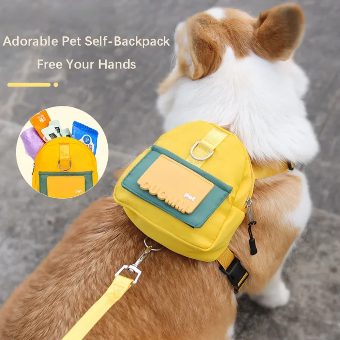 Dog Book Bag With Leash Outdoor Portable Travel Pet Self Backpack Large Capacity Multi Color Dogs Training Snack Bags 2