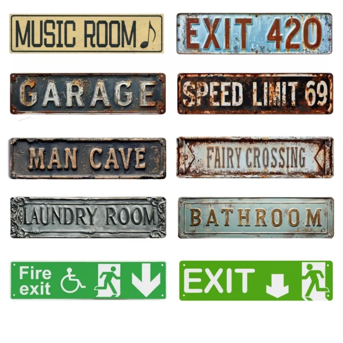 Metal Aluminum Sign BATHROOM EXIT 420 GARAGE Vintage Metal Sign for Kitchen Home Man Cave Garden Henhouse Bar Cafe Wall Decor 1