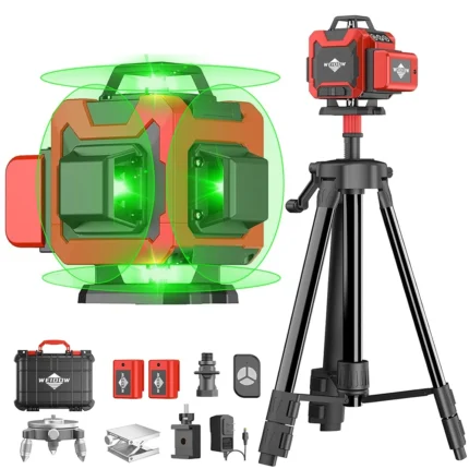 WEIDDW 4D 16 Lines Professional Laser Levels with Tripod Suitcase 360°Self-leveling Horizontal Vertical Green Line Nivel Laser 1