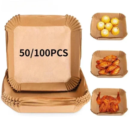 50/100PCS Air Fryer Disposable Paper Square Round Baking Paper Barbecue Plate NonStick Mat Kitchen Oven Oil Absorbing Paper Tool 1