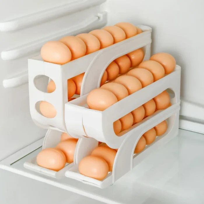 3 Layer / 4 Layer Automatic Egg Roller New Household Kitchen Dedicated Egg Roller Rack Space Saving Large Capacity Egg Organiser 3