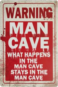 Warning Man Cave What Happens in the Cave Vintage Tin Bar Sign Funny Home Mancave Signs for for Bars, Cafes Pubs, Garage 1