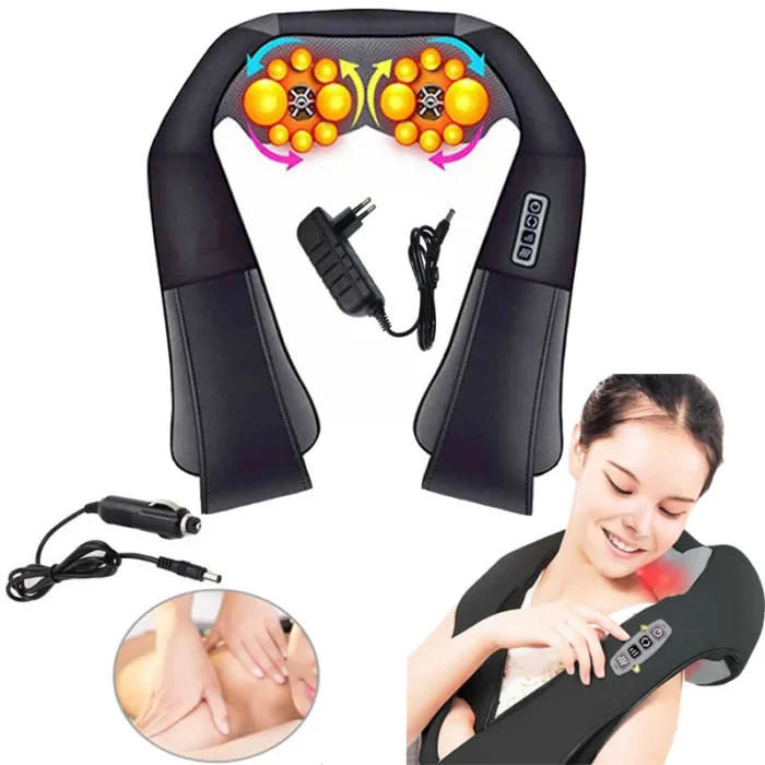 3D Kneading Neck and Shoulder Massager Shawl Belt – Infrared Heated U-Shape Shiatsu Massager for Back and Body Relaxation, Home & Car Use 2