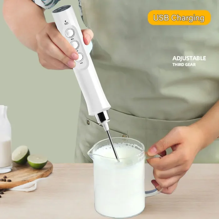 3-in-1 Portable Rechargeable Milk Frother – High-Speed Handheld Foam Maker and Drink Mixer for Coffee and More 2