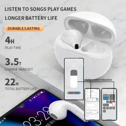 NEW Air Pro 6 TWS Wireless Earbuds – Bluetooth Headphones with Mic, Sport In-Ear Earbuds for Xiaomi & More