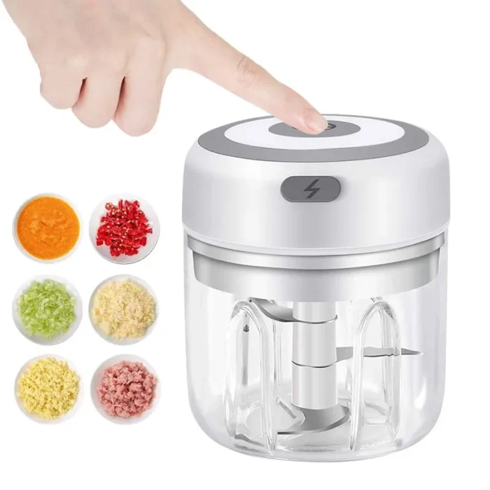 Mini Wireless Electric Garlic Onion vegetable Chopper – 100ml/250ml Portable USB Rechargeable Masher for Ginger, Chili, and Vegetables